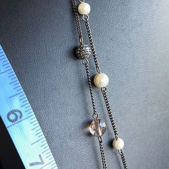 Loft Necklace Black Silver Pearl Crystal $18ea or Bundle3/$30 - Picture 2 of 10